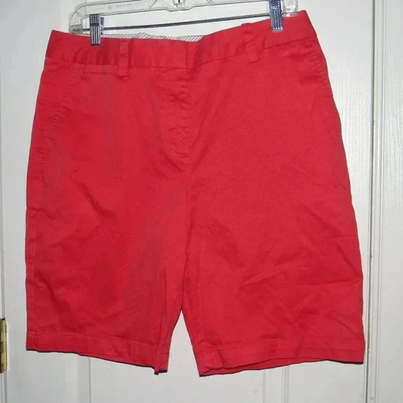 LANDS’ END Orange Mid-Rise Bermuda Shorts Size 12 - Picture 1 of 3
